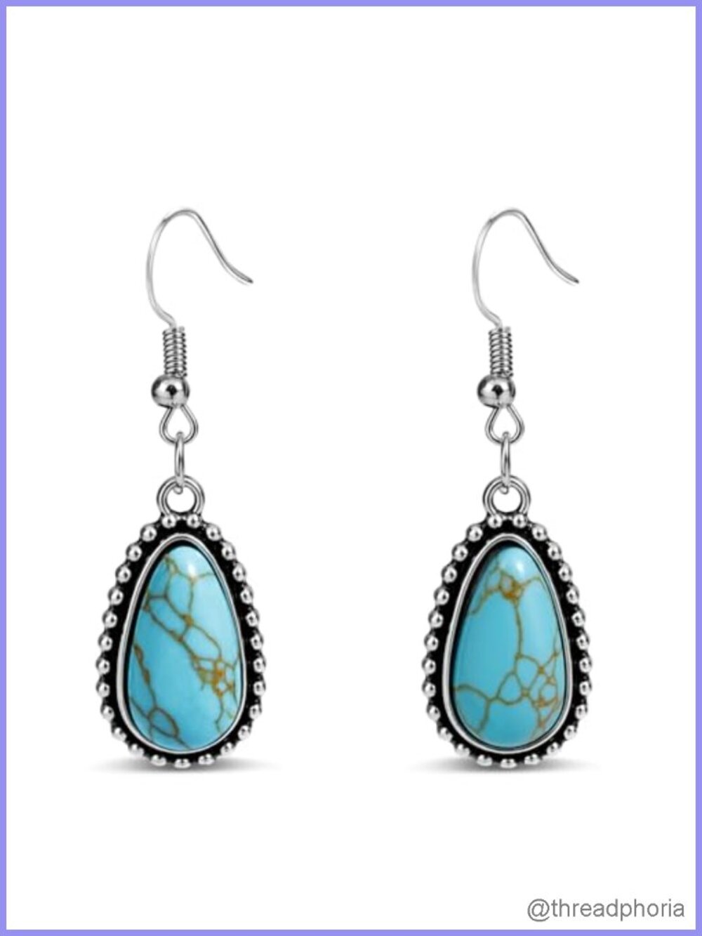 Turquoise Teardrop Dangle Earrings for Women with Hook Clasp
